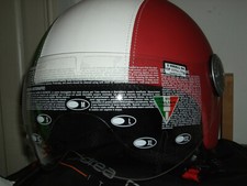 CASCO MOTO VERA PELLE VITELLO ANDREA CARDONE BANDIERA ITALIA VISIERA XS 54-56