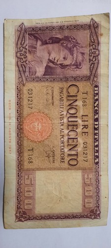 Banconota 500 lire - lire, italia