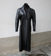 Trench pelle lungo donna cappotto monopetto overcoat vintage