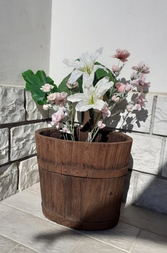 Secchio antico legno rurale - antico,