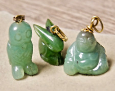 Set ciondoli oro 18 kt e giada naturale - vintage anni 70 - Buddha