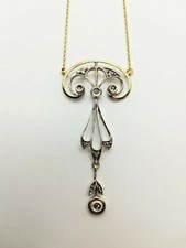 Collana Collier Antico con Ciondolo In Oro Vintage Anni '40 Pendentif Diamanti