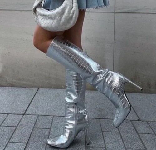 Stivali zara argento con - stivali,