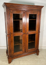 ANTICO ARMADIO VETRINA DOPPIO CORPO LEGNO PIOPPO EPOCA 800 DOPPIA ANTA 3 RIPIANI