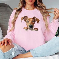 Felpa da donna marrone carina cane sbirciatina amante degli animali...