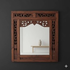 Antico specchio in tek  balinese misure 90 x 100