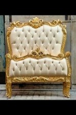 LETTO IN LEGNO FOGLIA ORO CON