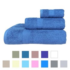 Set Asciugamani 3 Pezzi (Viso + Ospite + Telo) in Spugna 560gr 100% Puro Cotone