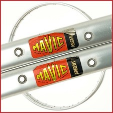 NOS COPPIA CERCHI MAVIC ARGENT 7 28" 700c 32H FORI TUBOLARI VINTAGE ANNI 70 LEGGERI