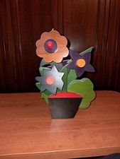 SCULPTURE Vase With Flower Vintage NATURAL STAINED WOOD LEGNOMAGIA ITALY 