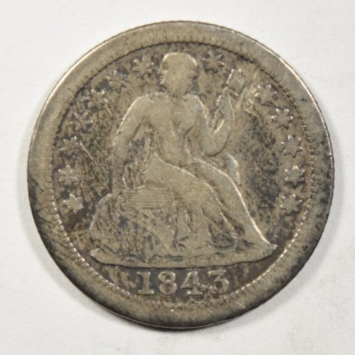 1843 dime liberty seduto - 1843-o,