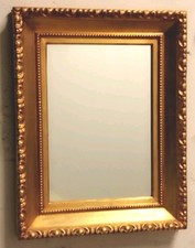 SPECCHIO CON CORNICE ORO ARTIGIANALE RETRO LEGNO MISURE IN FOTO 