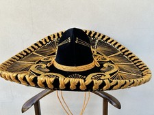 Sombrero Messicano Pigalla XXXXX Original Handmade Nero E Oro