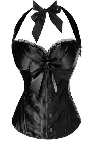 Corsetto zip raso nero - corsetto, dorso