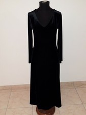 VESTITO DONNA LUNGO ELEGANTE IN VELLUTO NERO PER CAPODANNO O CENA NATALE TG 42