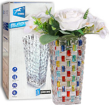 Vaso in Vetro,Vaso Decorativo Da Interno,Vaso Vetro Alto,Realizzato a Mano Vaso 