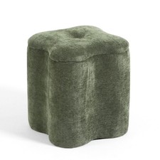 Pouf in Velluto Glitter con Maniglia Laterale Design Quadrifoglio 47x47 cm LUCKY