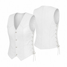 Gilet moto donna pelle bianco