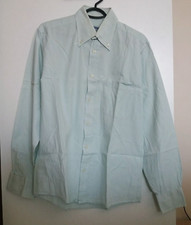 PRIMATE camicia verde chiaro maniche lunghe uomo taglia M tasca cotone azzurra