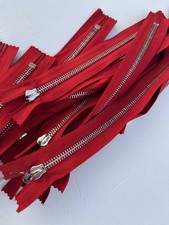 X24 Cerniere Lampo Zip metallo senza tiretto cm 20 col. Rosso – Pz. 20