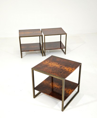 Tris tavolini bassi ottone - tavolini,