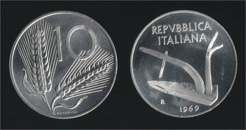 Lire 1969 spighe aratro - spighe,