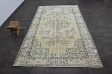 Tappeto vintage turco Oushak 5x9 kilim tappeto anatolico fatto a mano decorazione boho GIALLO