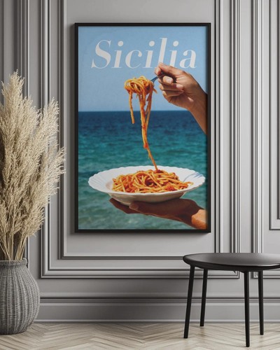 Sicilia poster spaghetti - sicilia,