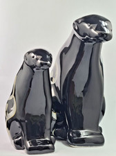 caramica viva coppia orso ceramica nero con decoro grigio h cm 17 -cm 13