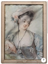 ritratto donna antico pastello su pergamena. Epoca 1700 circa