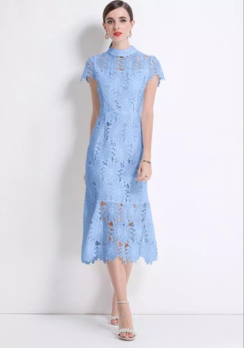 Abito pizzo azzurro - pizzo,
