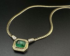 Collana Christian Dior vintage vetro smeraldo collier oro verde finto smeraldo 