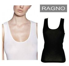 Canotta canottiera spalla larga RAGNO lana merino seta donna 74022 bianco nero 