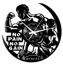 Disco in vinile orologio da parete - No Pain No GAIN bodybuilder palestra fitness palestra