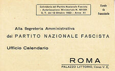  Cartolina - Segreteria Amministrativa del P.N.F. ufficio calendari Roma