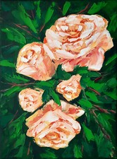 Fiori di rosa dipinto ad olio