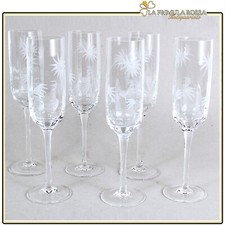 Set Bicchieri vintage a calice in cristallo serigrafato servizio flute di vetro