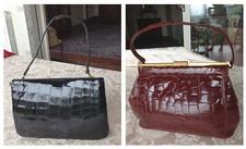 DEUX VINTAGE SACS A MAIN PARISIENS VERITABLE CROCODILE - ORIGINAUX ANNEES '50   
