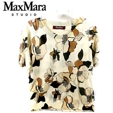 MaxMara Originale Maglietta da Donna Maglia Elegante Floreale Primaverile Beige