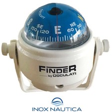 Bussola Finder 2" bianca con Staffa e Illuminazione Led Nautica Barca Gommone