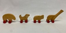 Giocattoli vintage per bambini animali in legno su ruote giochi collezionismo