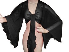 Top nero chiffon danza del ventre stile avvolgente camicetta choli pelle zingara sciarpa spiaggia boho