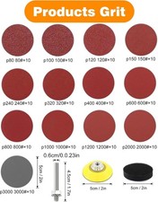 Kit 130 Dischi Carta Abrasiva 50Mm Gr80/100/120/150/240/320/400/600/800/1000...