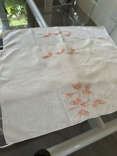 Set 2 Tovagliette + 6 Tovaglioli in Lino Colore  Beige E Rosa Ricamate