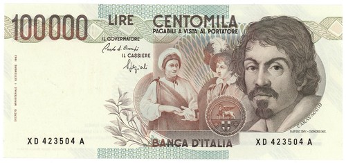 100000 lire caravaggio tipo - 100000,