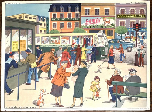 Ancienne affiche scolaire - 🚌,