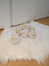 n°6 Bellissime palline Natale artigianali bianco/champagne cm 8 velluto decor