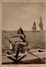 164533 cartolina di bellaria  bella ragazza su pattino moscone mare 