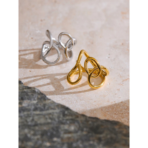 Anello geometrico cavo - anello, acciaio