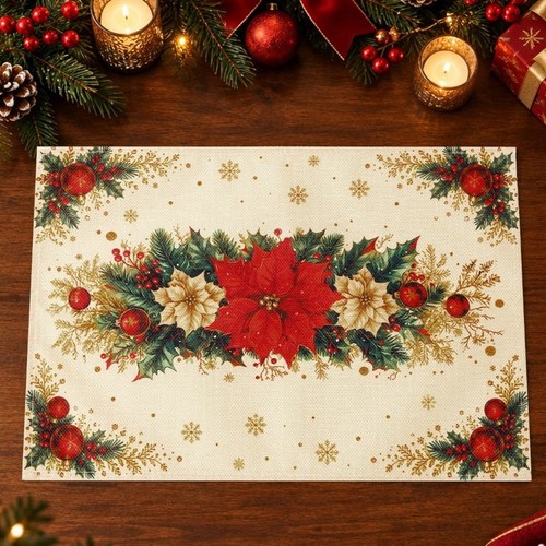 Set tovagliette lino rosso - , oro